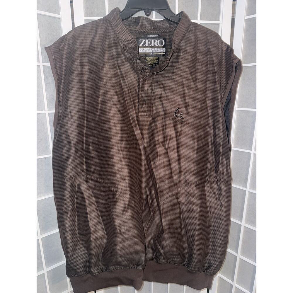 Zero Restriction Brown Micro Suede Golf Vest Size XXL HOUNDSTOOTH BROWN